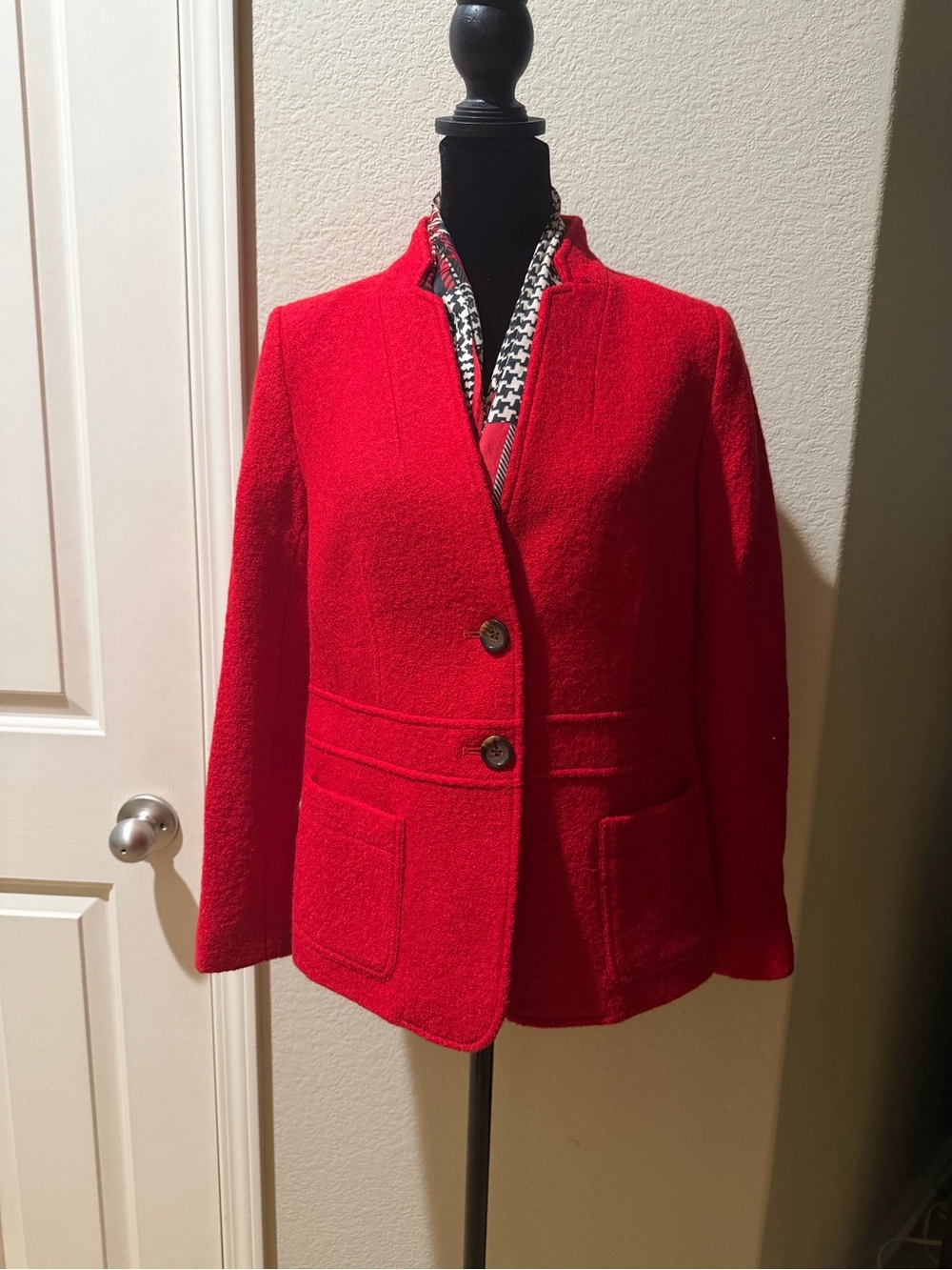 Talbots Red Wool-Blend Two-Button Blazer